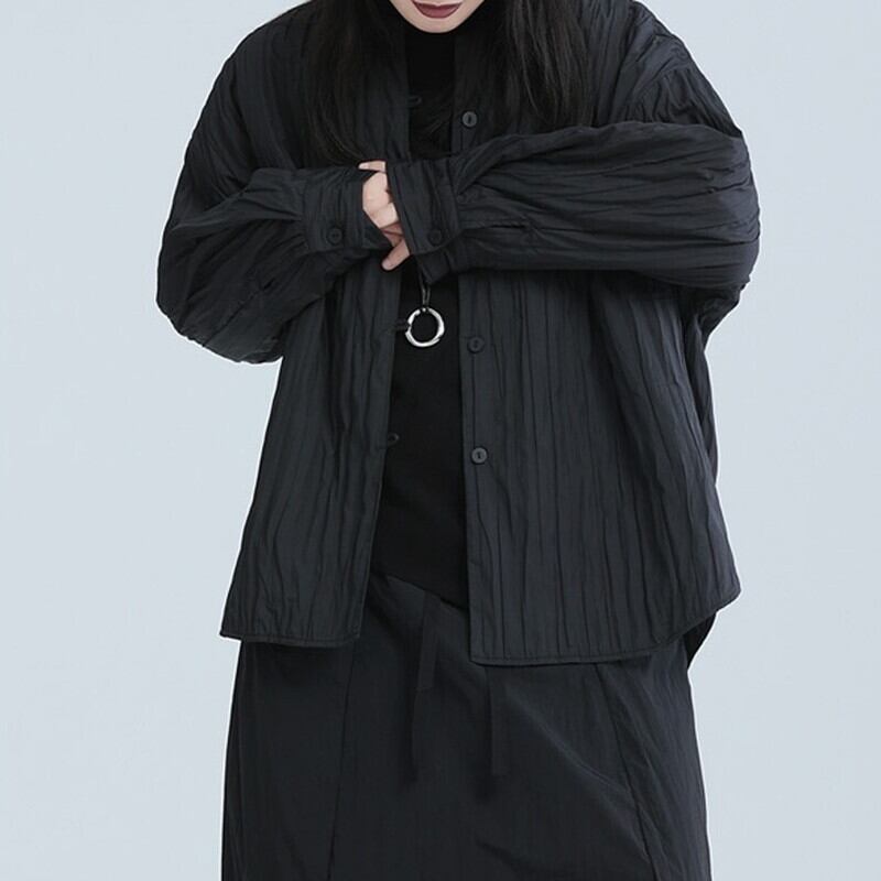 Pleats Round-Neck Jacket【TR3245】