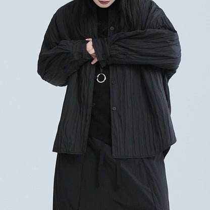 Pleats Round-Neck Jacket【TR3245】