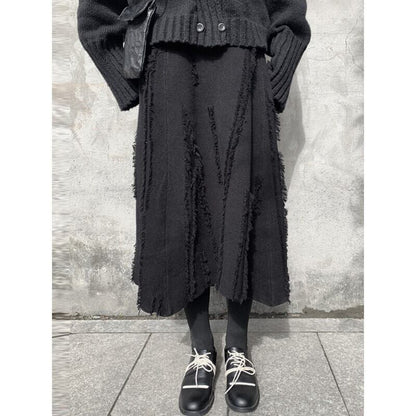 Asymmetry Knit Frill Skirt【TR3160】