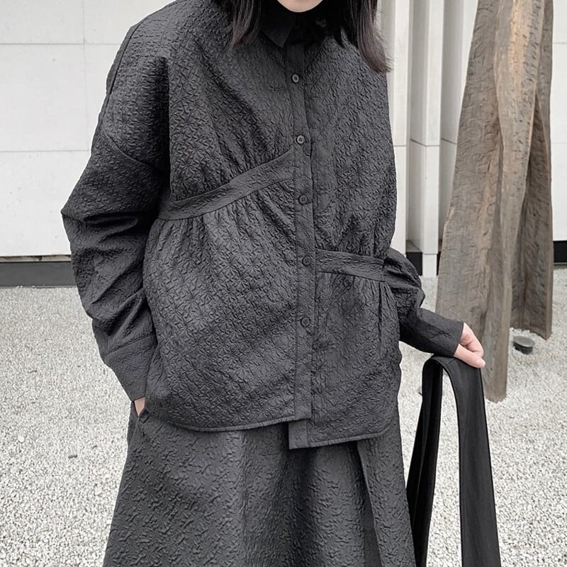 Embroidery Quilting Collared Shirt【TR3116】