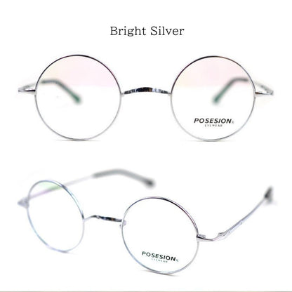 〈Titanium〉Vintage no nose Round Glasses【TR2570】