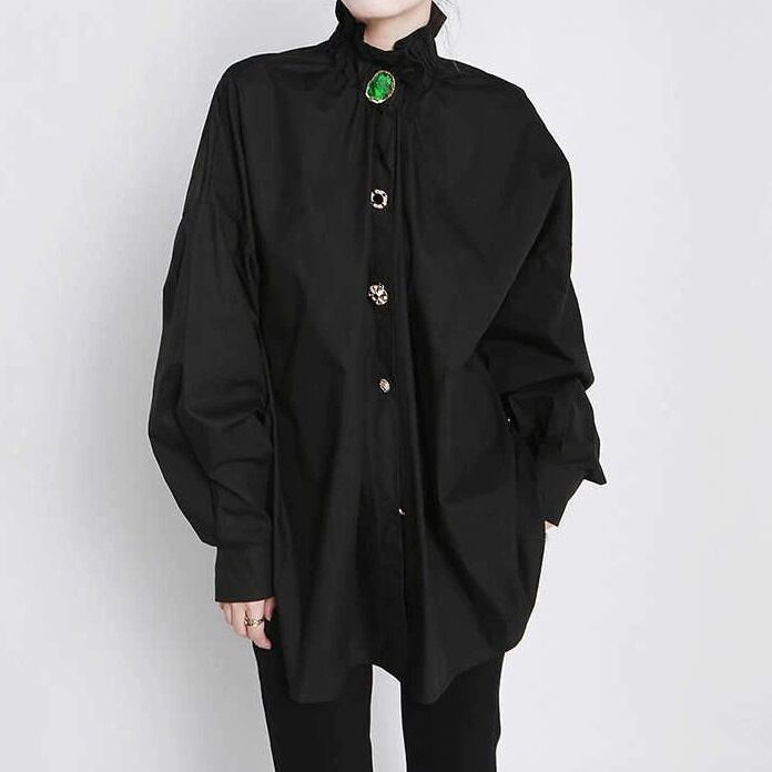 〈Unisex〉Decorative Stand Collar Blouse Shirt【TR1231】