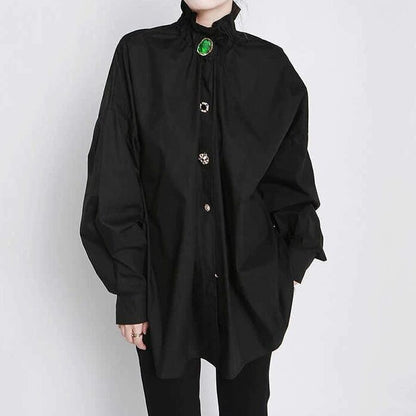 〈Unisex〉Decorative Stand Collar Blouse Shirt【TR1231】