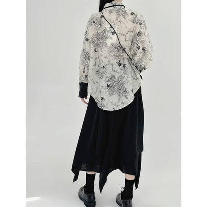 Water-Color Flower Collared Shirt【TR3121】