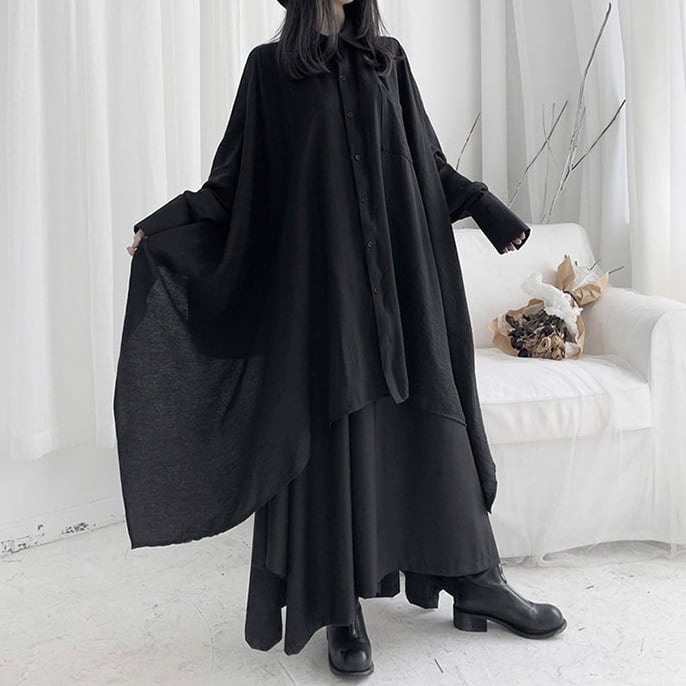 〈Unisex〉Irregular Long Huge Shirt【TR1411】