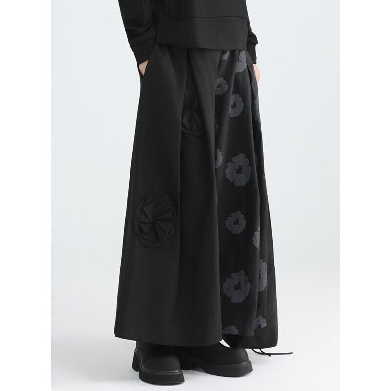 Asymmetrical Flower Wide Pants【TR3229】