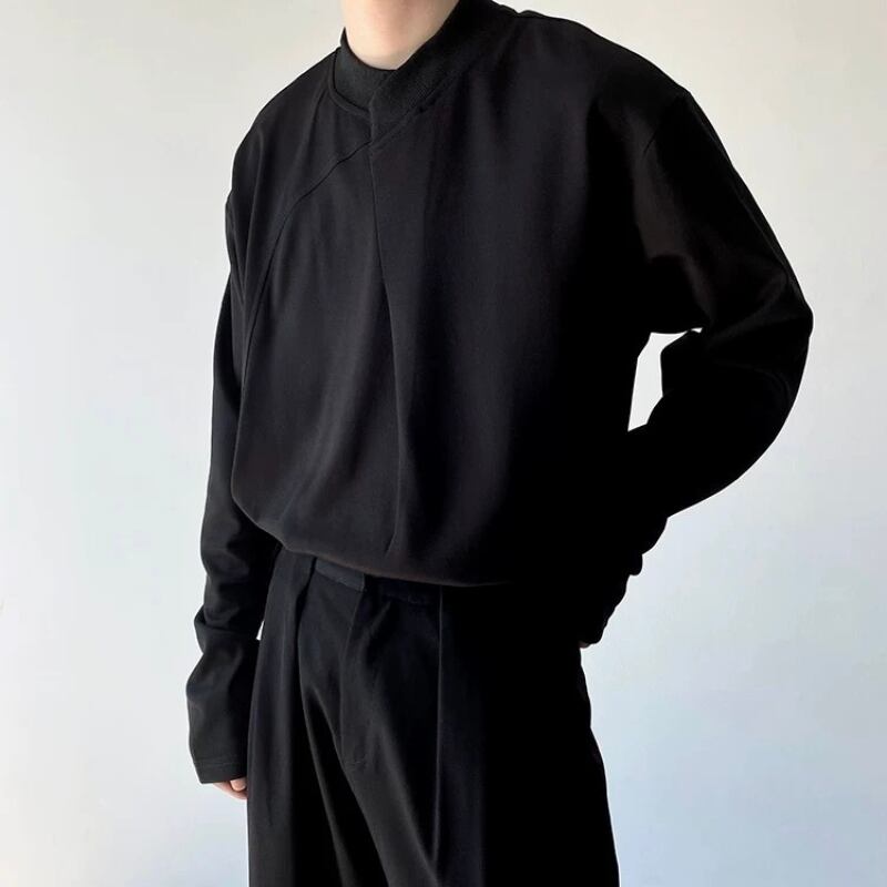 Asymmetric Curved Panel Long T-Shirt【TR3343】