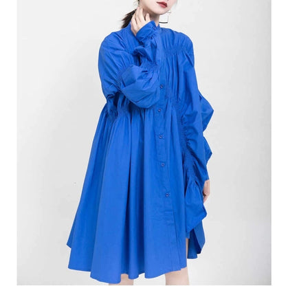 Asymmetrical Pleat  All-in-one Dress【TR1143】
