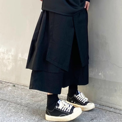 Layered-look Cropped Wide Pants【TR3286】