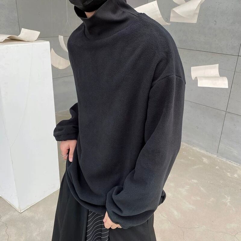 Oversized Fleece High-Neck T-shirt【TR3328】
