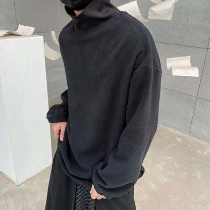 Oversized Fleece High-Neck T-shirt【TR3328】