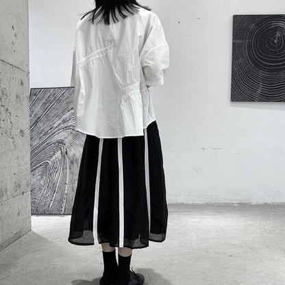 Asymmetry Gather Collared Shirt【TR3111】