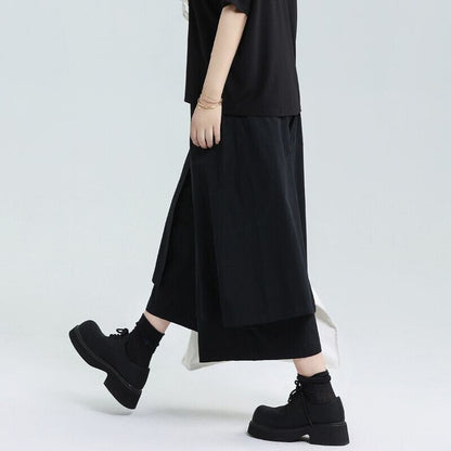Wide Cropped Layered Pants【TR3221】