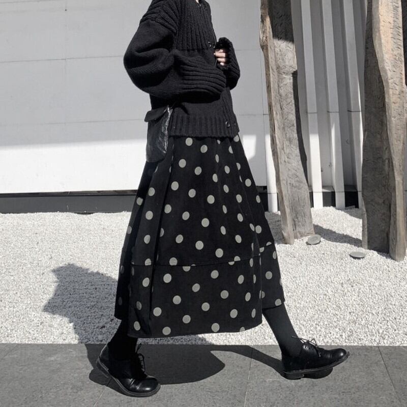 Corduroy Dot Balloon Skirt【TR3167】
