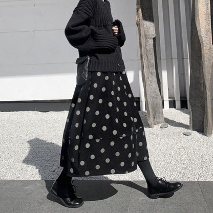 Corduroy Dot Balloon Skirt【TR3167】