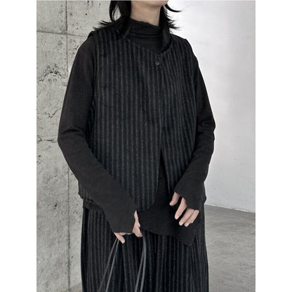 Stripe One-Button Vest【TR3235】