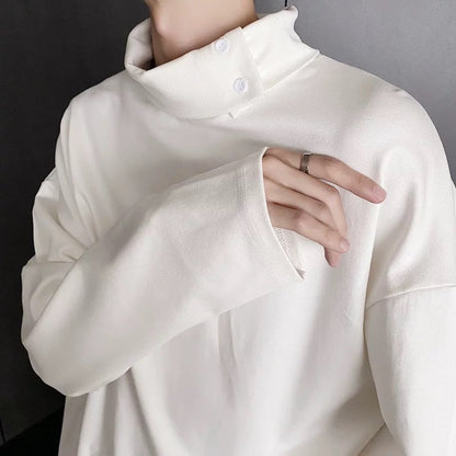 Button High-Neck T-shirt【TR3329】