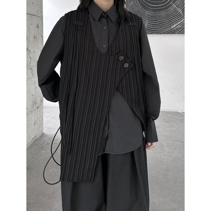 Asymmetry Stripe Vest【TR3240】