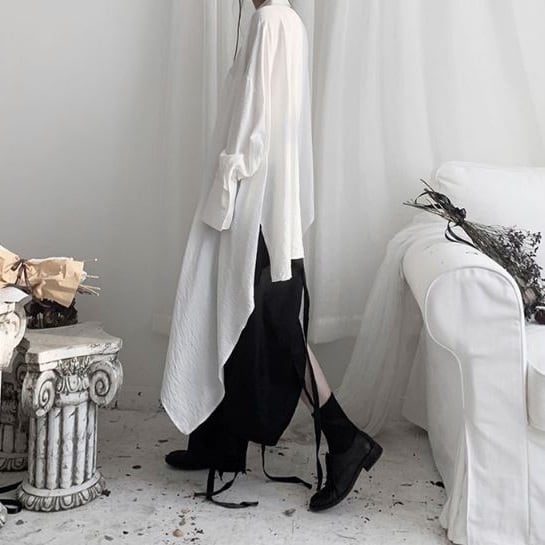 〈Unisex〉Irregular Long Huge Shirt【TR1411】