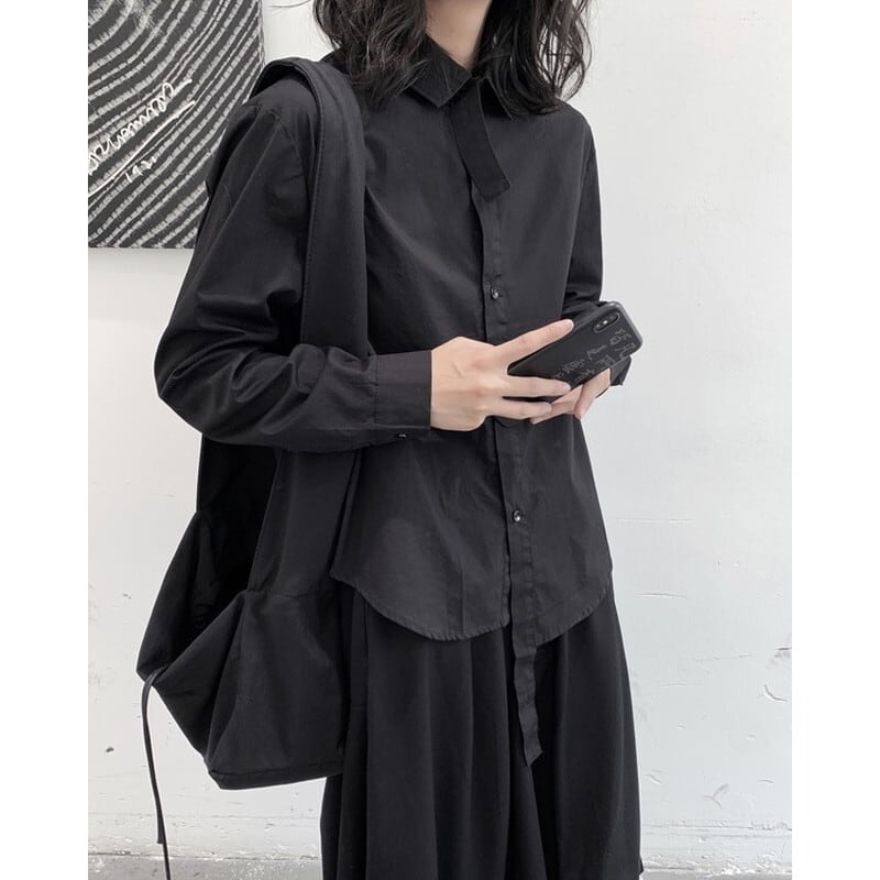 Arrange Asymemtry Collared Shirt【TR3104】