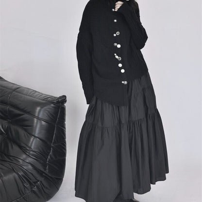 Asymmetry Off-Turtle Knit Jacket【TR3268】