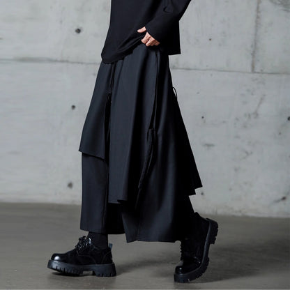 Asymmetrical Layered-look Wide Pants【TR3288】