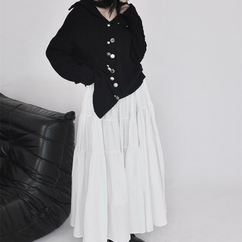Asymmetry Off-Turtle Knit Jacket【TR3268】