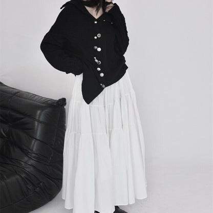 Asymmetry Off-Turtle Knit Jacket【TR3268】