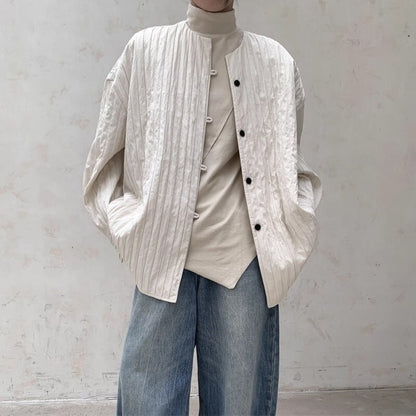 No-Collar Pleats Jacket【TR3101】