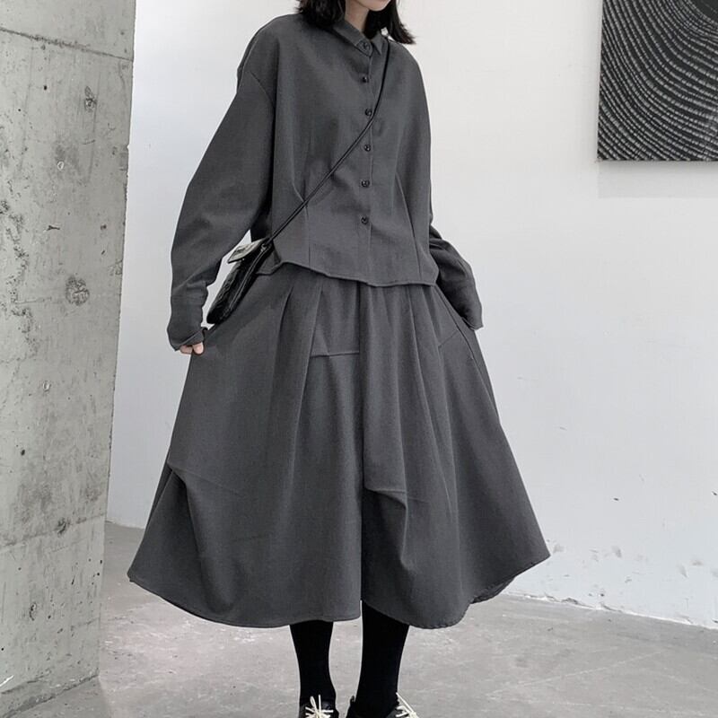 Tac Balloon-Sleeve Collared Shirt【TR3105】