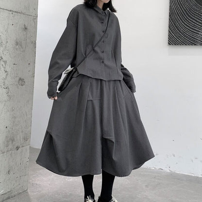 Tac Balloon-Sleeve Collared Shirt【TR3105】