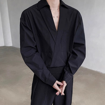 Deep V Pocket Collared Shirt【TR3359】