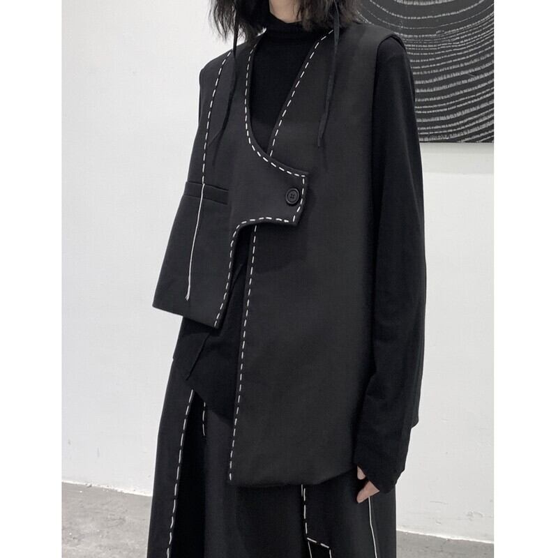 Asymmtry Stitch Vest【TR3241】