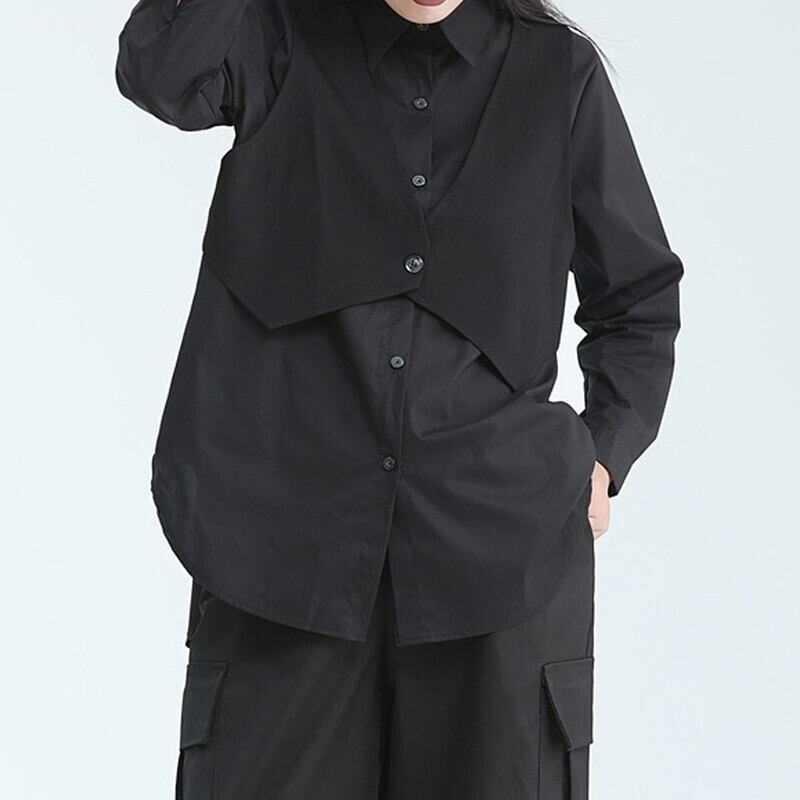 Fake-Layered Vest Collared Shirt【TR3135】