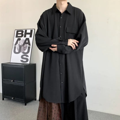 Flowy Long Collared Shirt【TR3372】