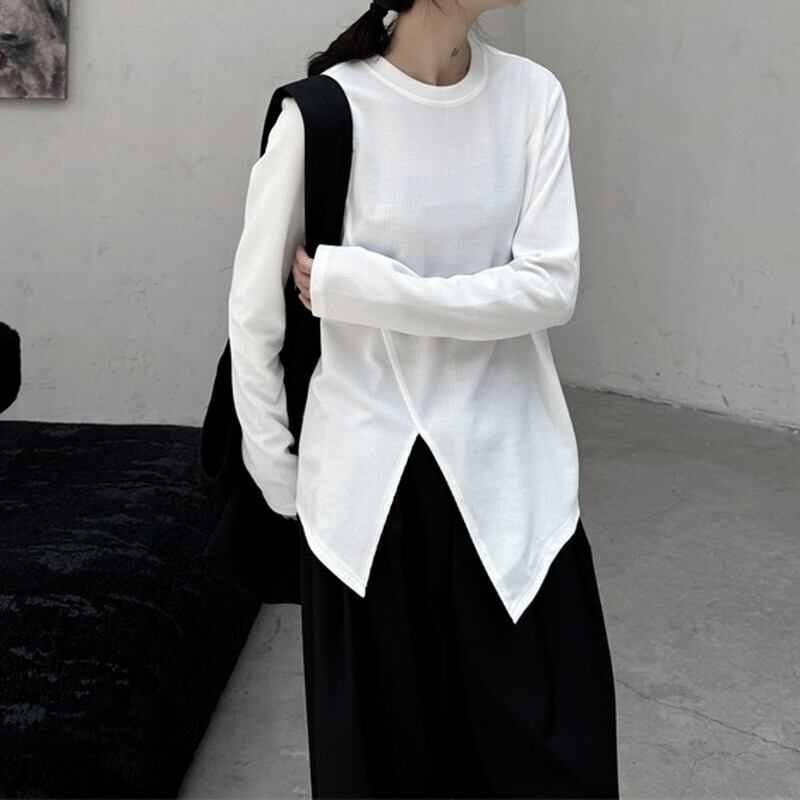 Asymmetry Slit T-Shirt【TR3141】