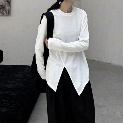 Asymmetry Slit T-Shirt【TR3141】