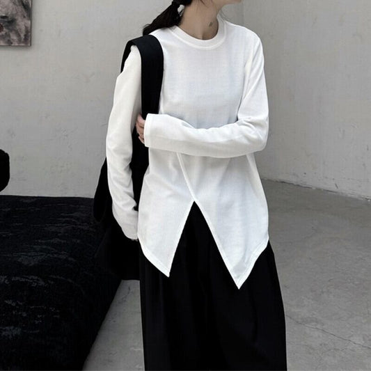 Asymmetry Slit T-Shirt【TR3141】