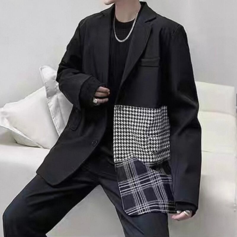 Patchwork Contrast Tailored Jacket【TR3349】