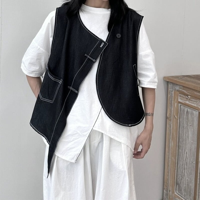 Asymmetry Stitch Vest【TR3238】