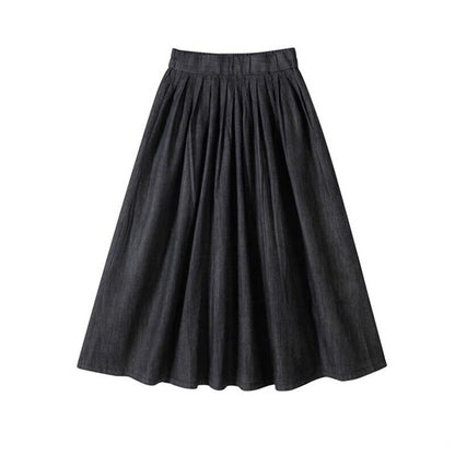 Denim Pleats Skirt【TR3176】