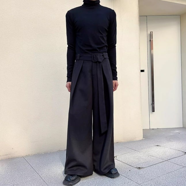 Design Tuck Belted Wide Pants【TR3315】