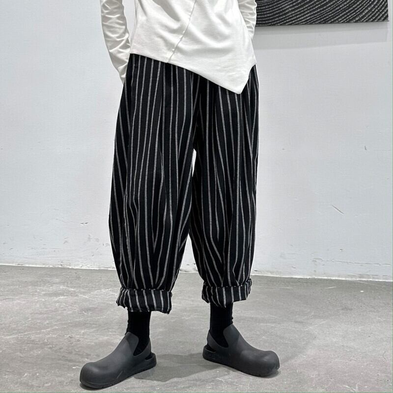 Stripe Balloon Roll-Up Pants【TR3213】