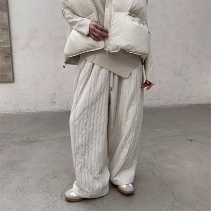 Embossed Pleats Loose Pants【TR3192】