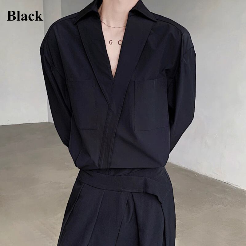 Deep V Pocket Collared Shirt【TR3359】