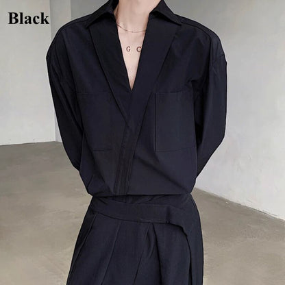 Deep V Pocket Collared Shirt【TR3359】