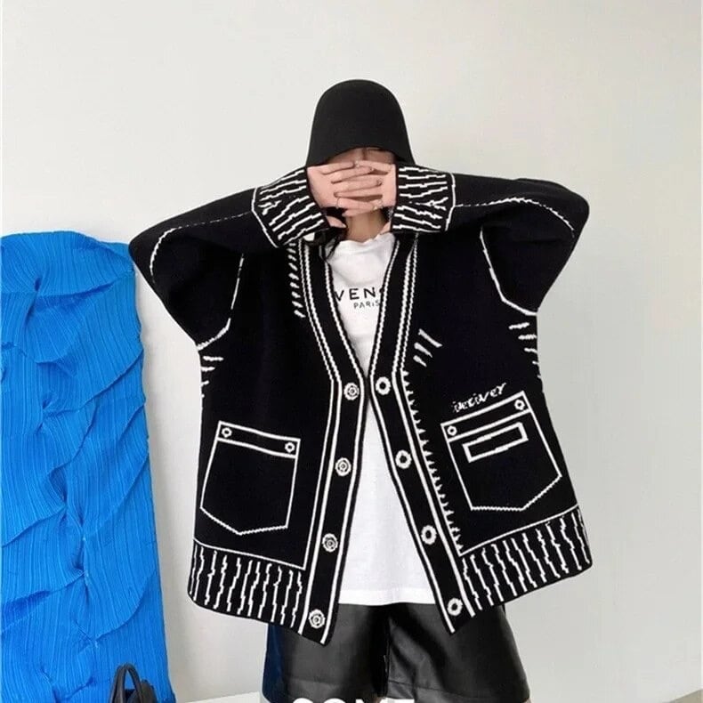 〈Unisex〉Knit Cardigan Letters Jacket【TR1226】