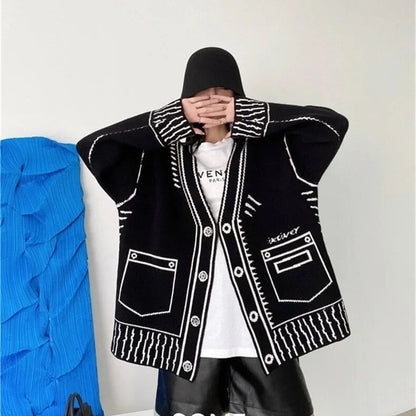 〈Unisex〉Knit Cardigan Letters Jacket【TR1226】