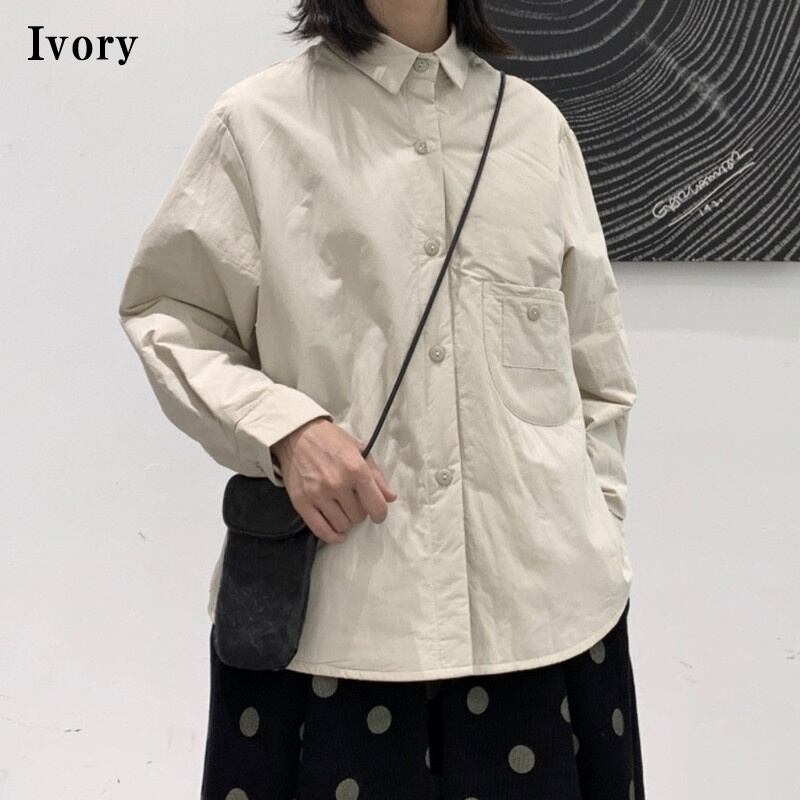 Quilting Wrinkled Collared Shirt【TR3106】