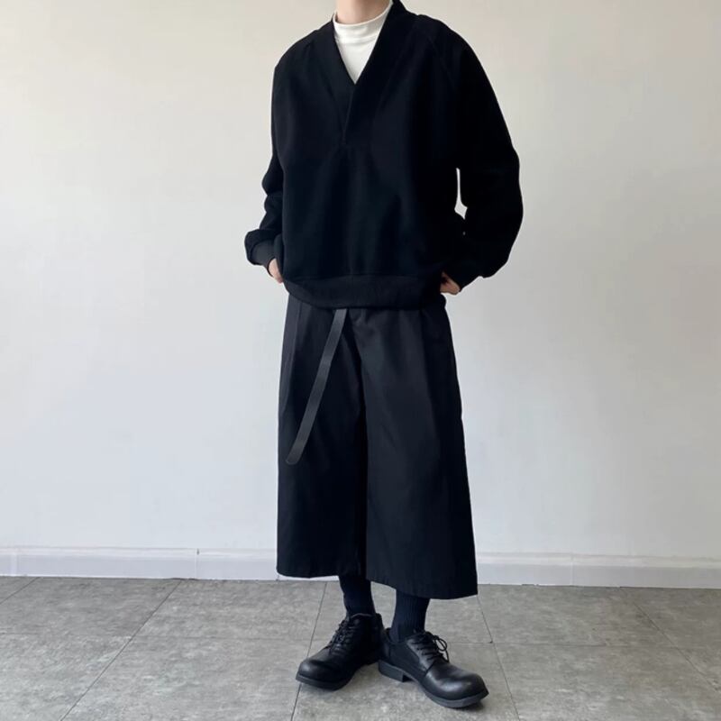Deep V Raglan Long T-shirt【TR3352】